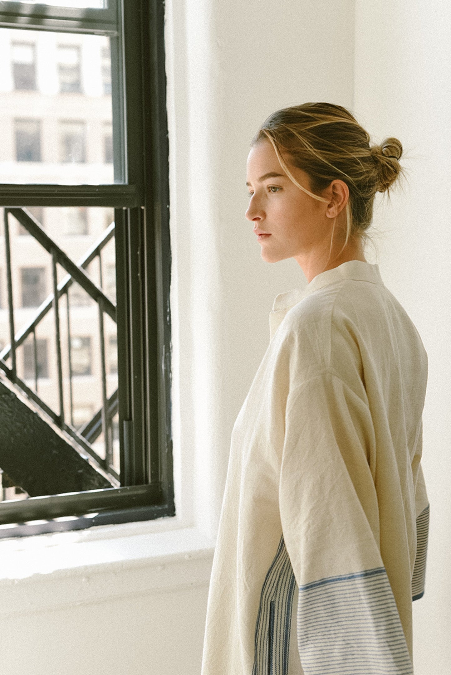 Ivory Blue Tribeca Long Sleeve Maxi Kaftan | Home & Loft
