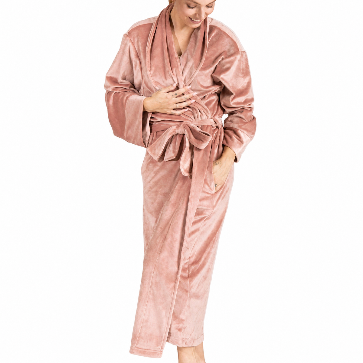 Plush velour women's robe