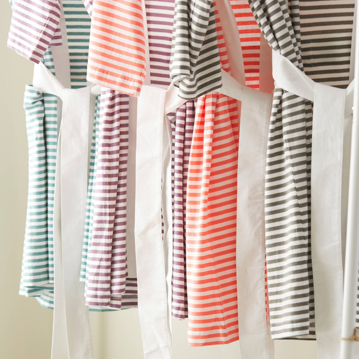 Seaside serenity stripe organic hooded short robe