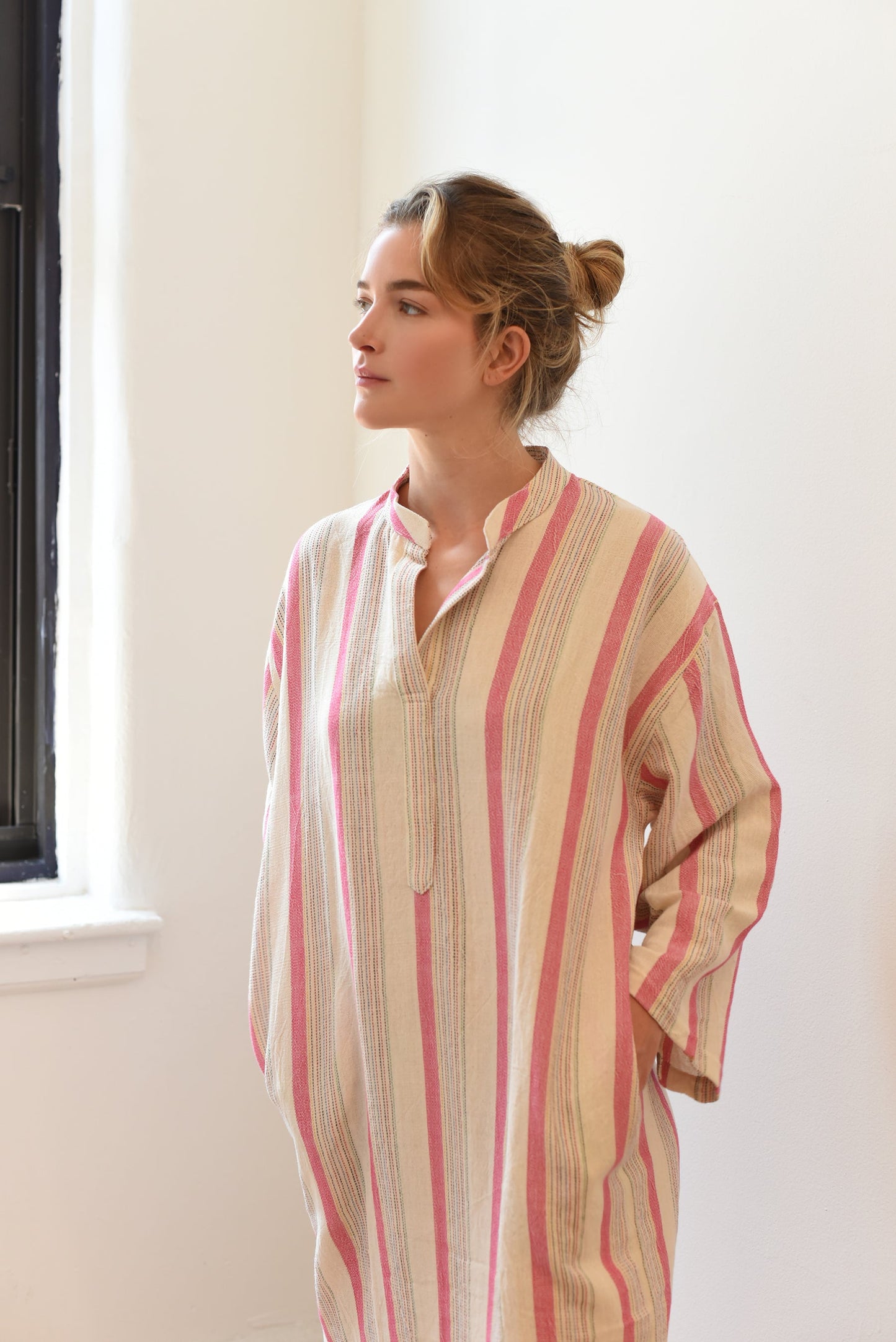 Pink Ivory Montauk Long Sleeve Maxi Kaftan | Home & Loft