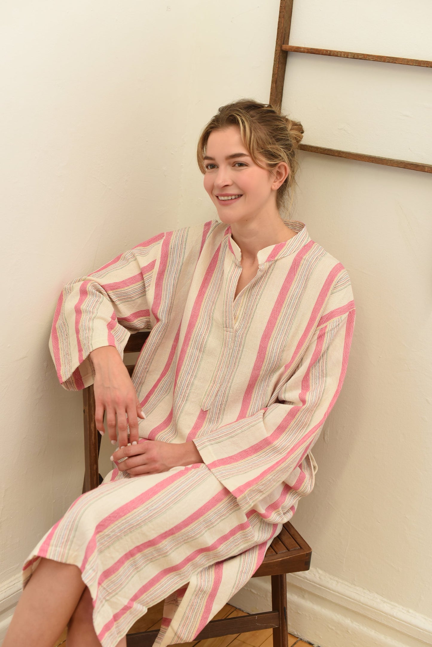 Pink Ivory Montauk Long Sleeve Maxi Kaftan | Home & Loft