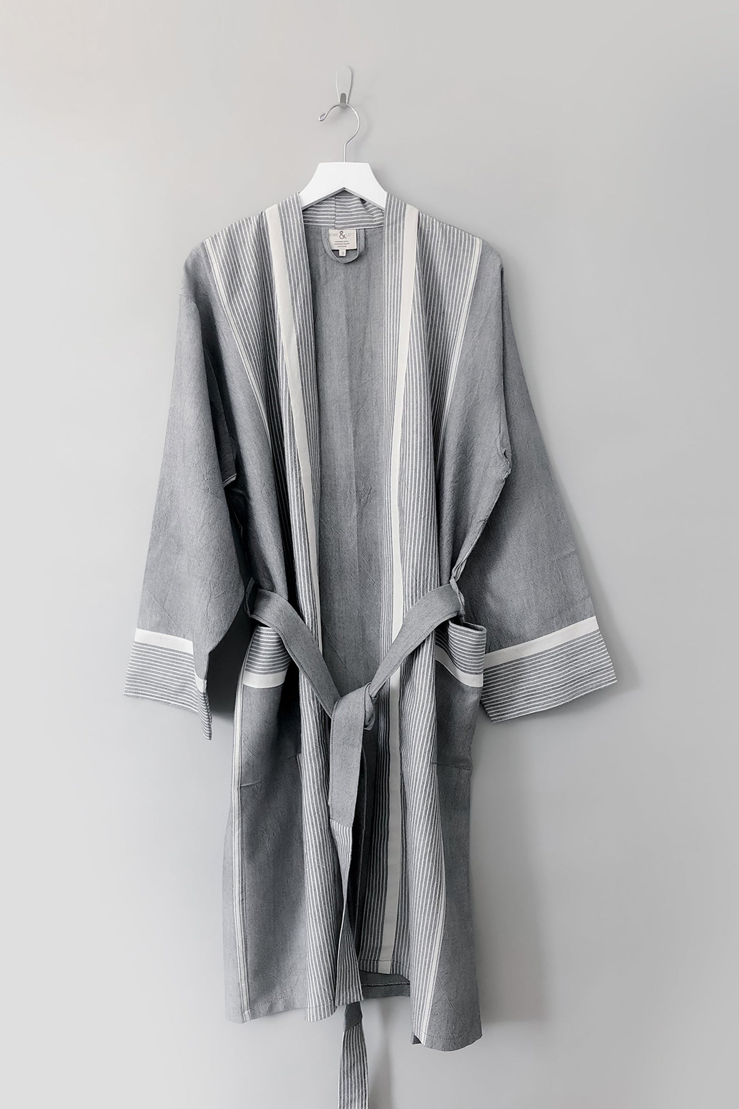 Grey Stripe Tribeca Long Bathrobe | Home & Loft