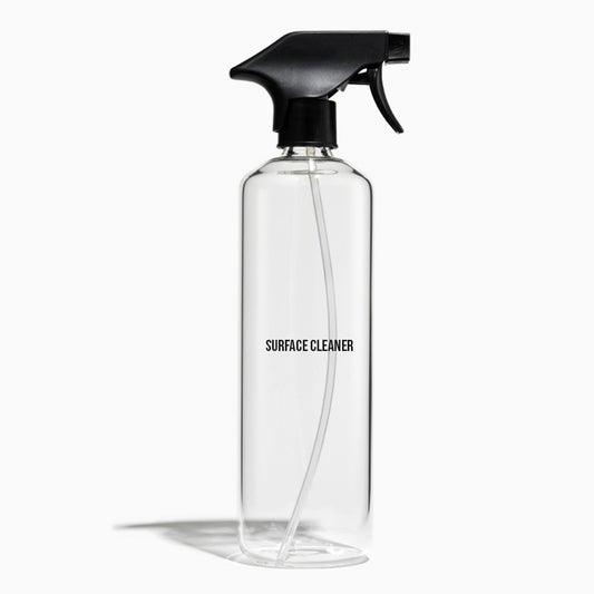 Refillable glass spray bottle