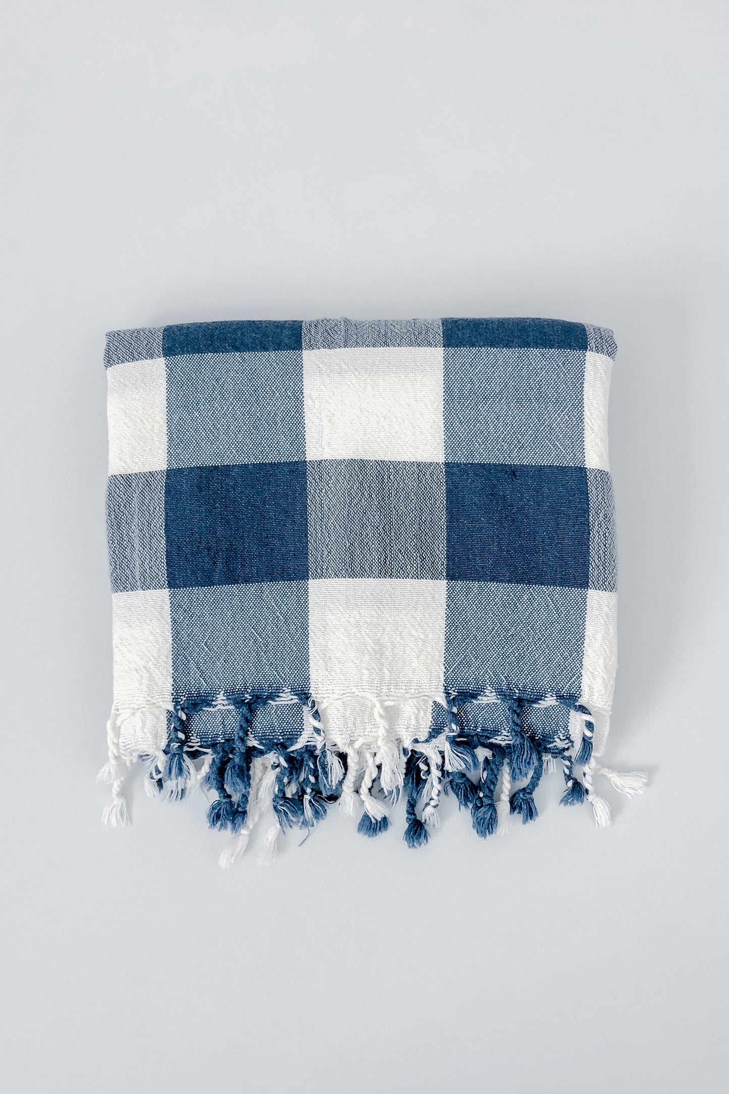 Ivory Navy Gingham Towel | Home & Loft