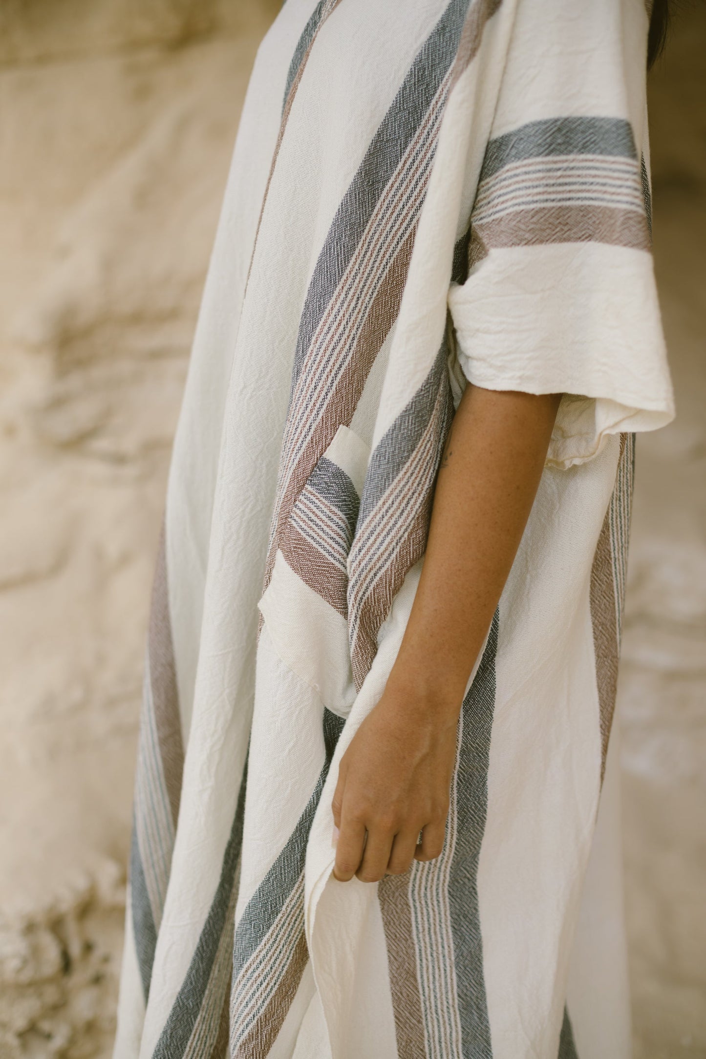 Brown Cream Nomad V-Neck Kaftan | Home & Loft